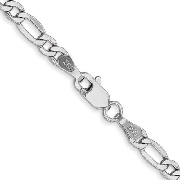 14k White Gold Figaro Chain. 20 inches - Picture 4 of 11